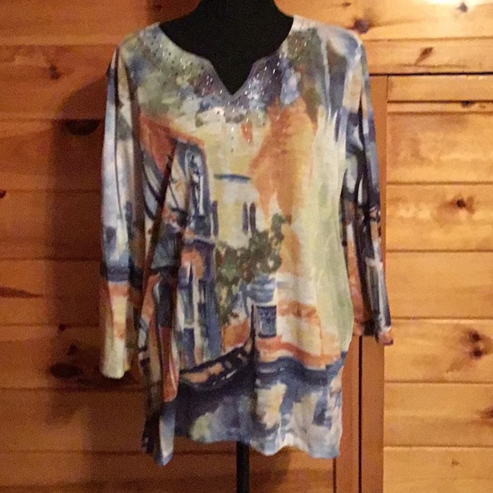Alfred Dunner Picturesque Venice V Neck Tunic